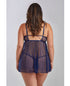 December Delight - Cross Dyed Galloon Lace & Mesh Babydoll - Navy